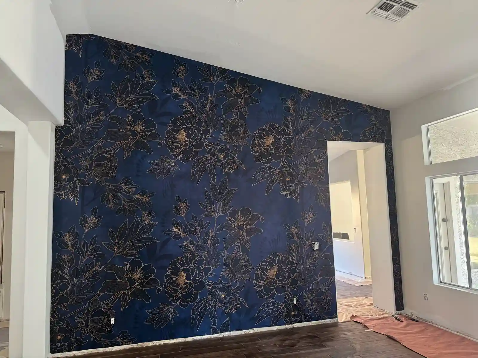 Commercial vinyl wallpaper installation in Downtown San Antonio