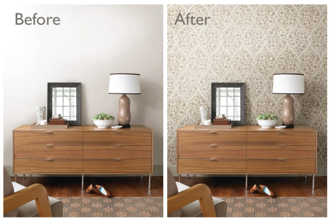 Detailed wallpaper pattern matching by professional installer in San Antonio